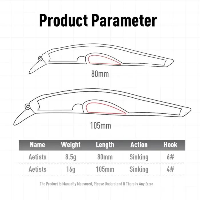 Leurre minnow coulant LEYDUN Artist FR Silence 80-105mm - jerkbaits haute qualité pour bar de mer