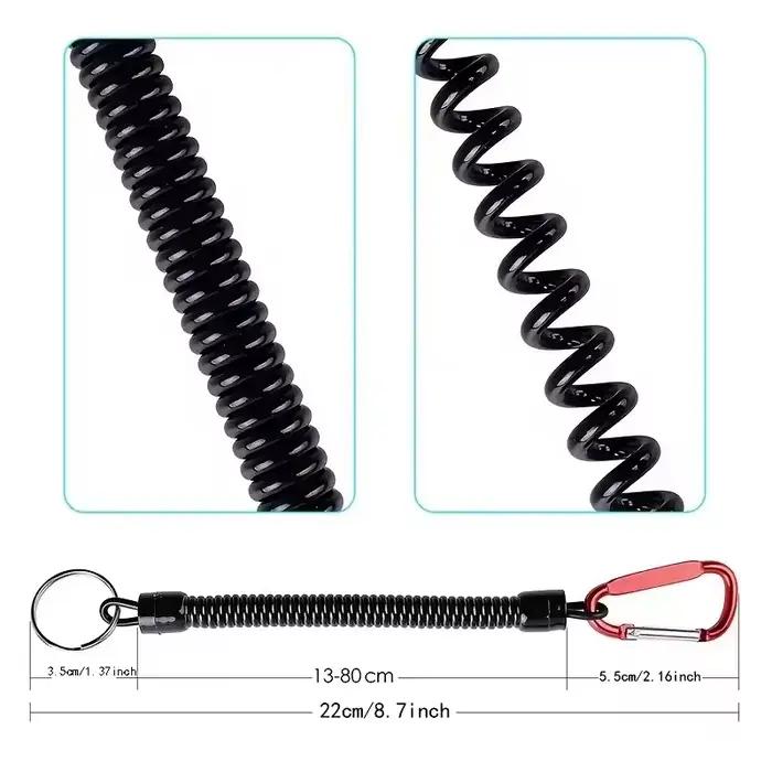Corde extensible 22cm pratique pour suspension pêche avec ressort mousqueton escalade outil pêche