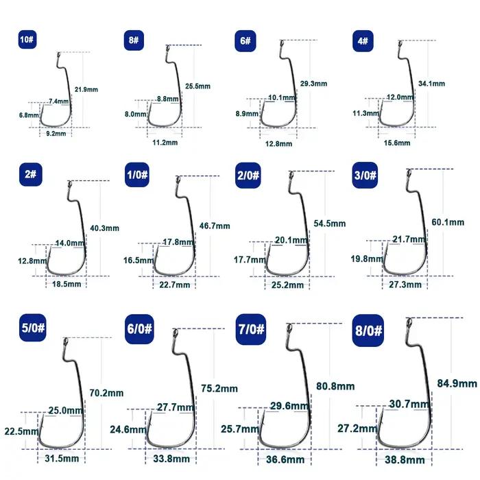 Hameçons EWG 9KM 50pcs pour montage Texas rig, pêche au leurre souple en eau douce et salée