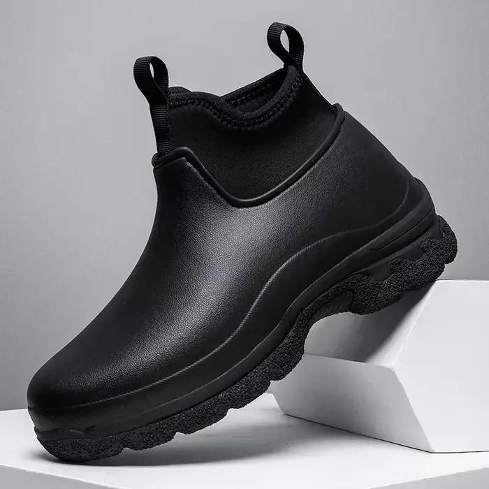 Chaussures de pluie homme semelle épaisse chef cuisine sport randonnée imperméables anti-dérapage résistantes