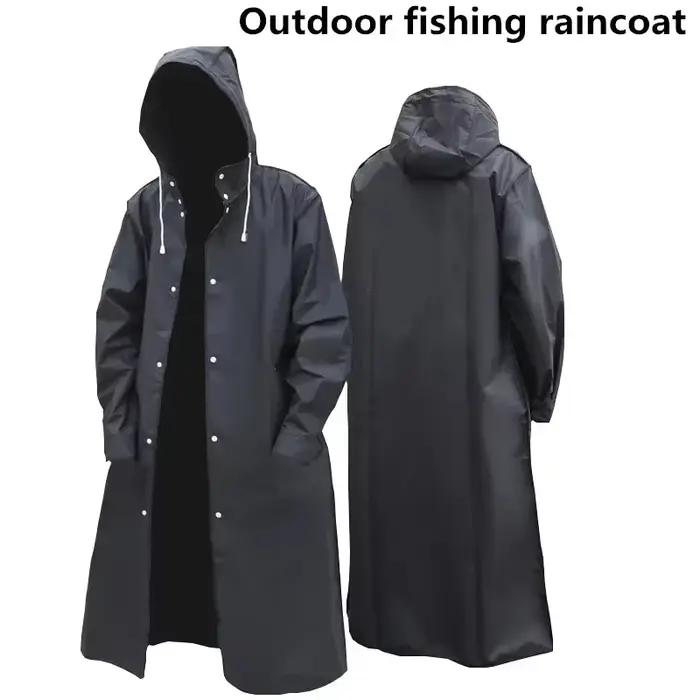 Imperméable longue pêche randonnée - Manteau pluie étanche homme femme capuche - Vêtement extérieur