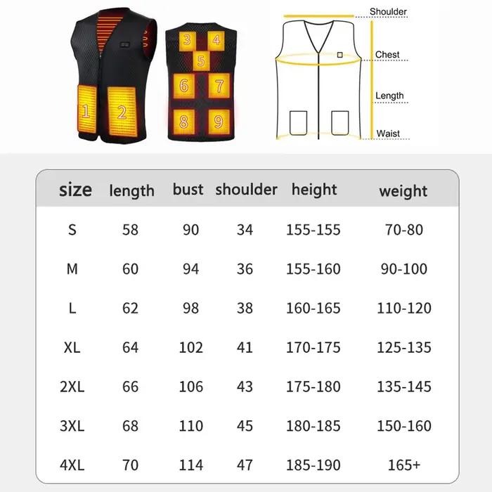 Veste chauffante graphene USB camping - Manteau électrique chauffant sport homme femme hiver