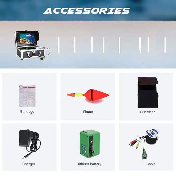 Kit caméra vidéo sous-marine GAMWATER 1000TVL avec écran 7 pouces et LED IR/blanc pour pêche sur glace