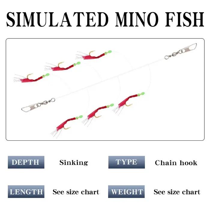 Sabiki 6 hameçons lumineux pour pêche au maquereau - leurres à plumes appâts artificiels mer