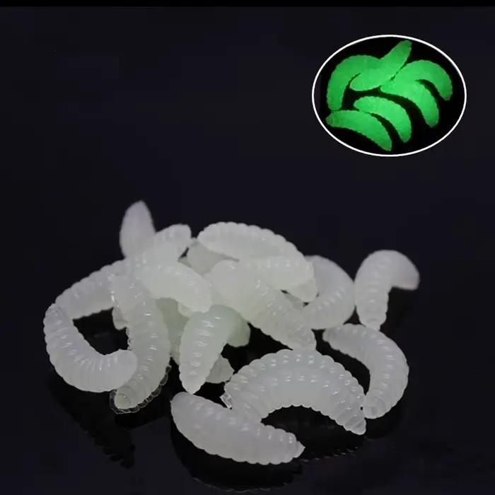 Leurres souples silicone 25/50/100 pièces 2cm - Vers luisants appâts carpe maggots glow
