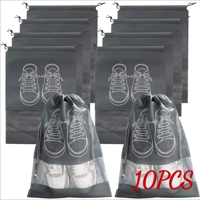 Lot 10 sacs rangement chaussures pêche non-tissé - Pochettes suspendues étanches transparentes voyage