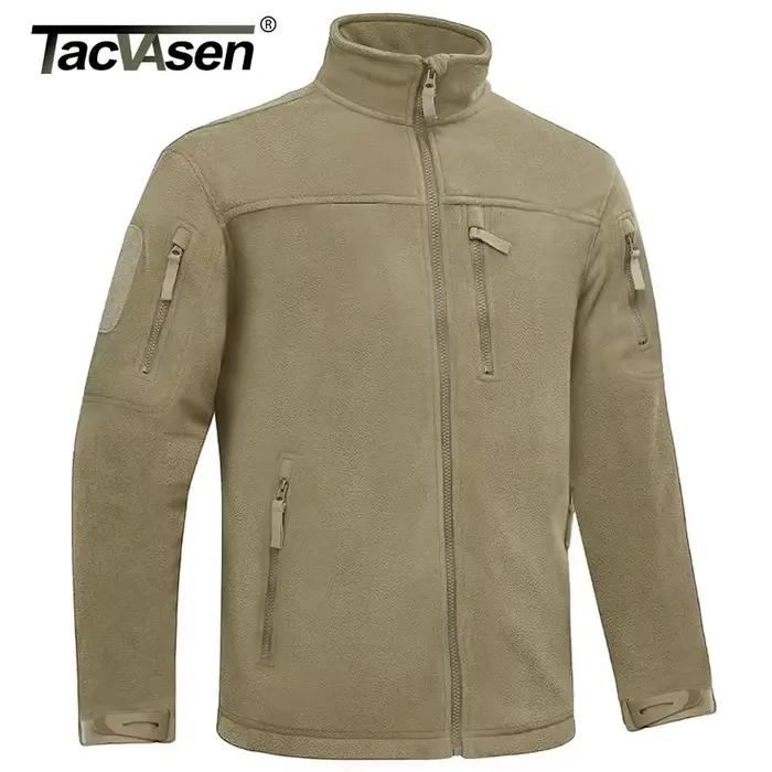 Veste de pêche hiver TACVASEN polaire à fermeture - Veste chaude pêche randonnée avec poches zippées