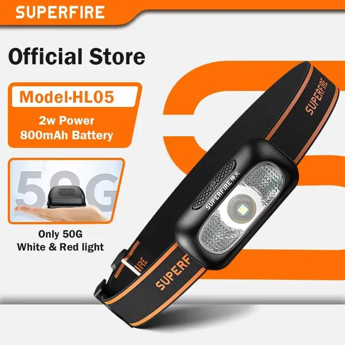 SUPERFIRE mini frontale puissante USB pêche - Capteur mouvement étanche pour pêche travail