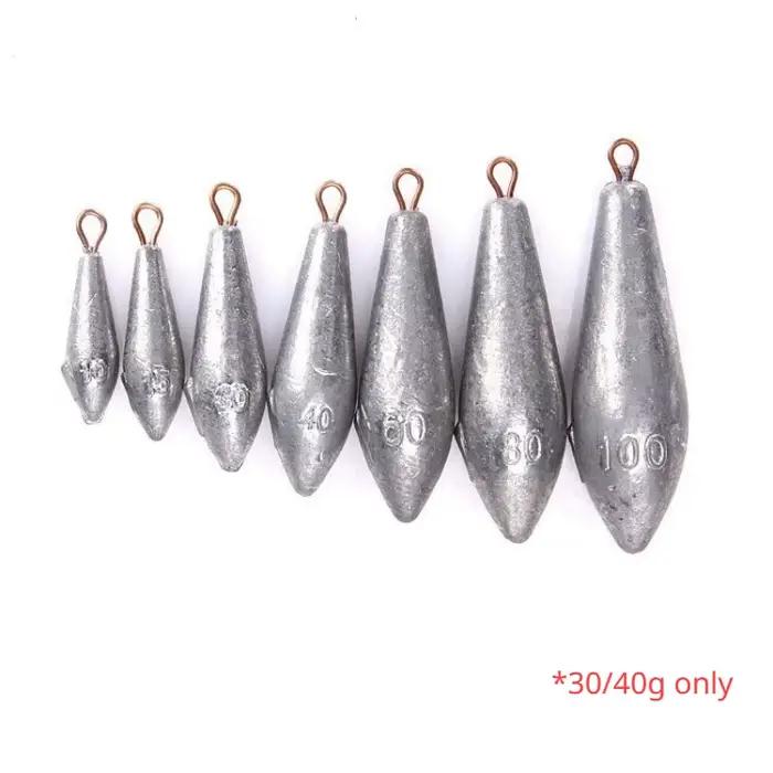 Lot de 5 plombs feuille de saule 30g 40g avec anneau et pied long pour pêche des carnassiers