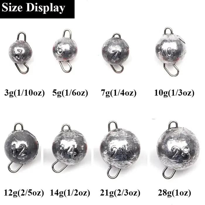 5 plombs pêche 3g-28g bullet poids ronds émerillon profondeur accessoires montages