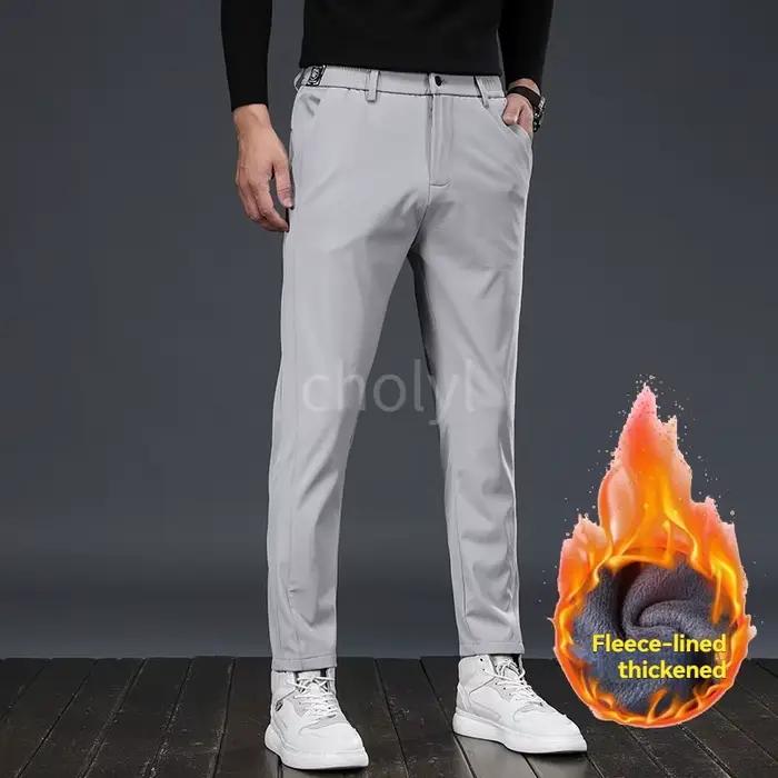 Pantalon velours décontracté hiver homme - Élastique stretch - Pêche business classique épais chaud