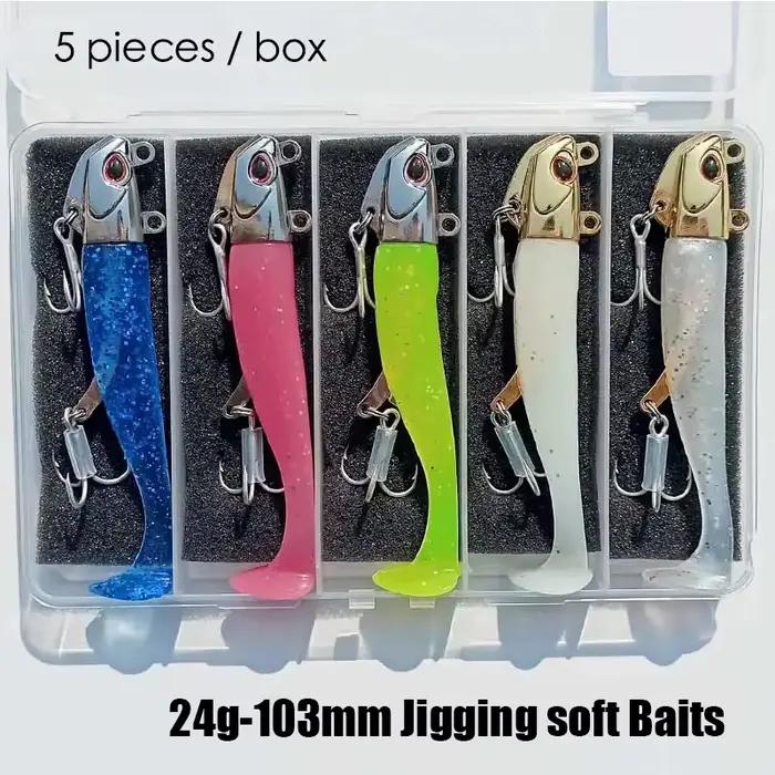 5 Leurres Maquereau Lumineux 24g/105mm pour Pêche en Mer du Bar et du Maigre