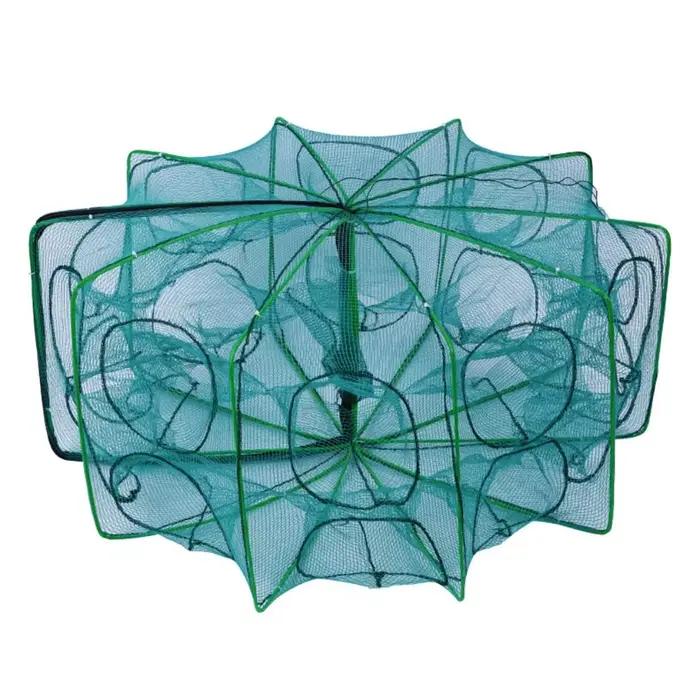 Filet de pêche pliable et durable avec 6 à 10 trous - Cage maille nylon verte