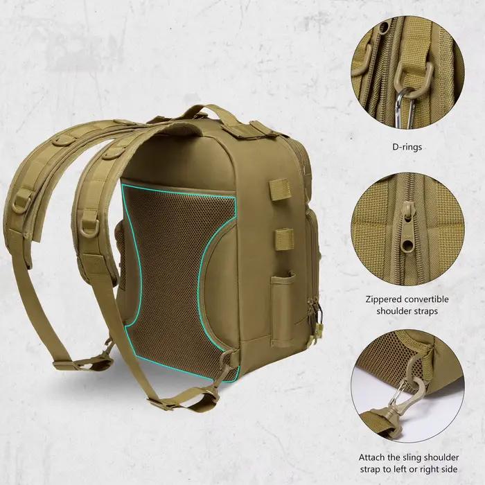 Sac à dos convertible BASSDASH FP07 avec porte-canne étanche tactique pour matériel de pêche réglable