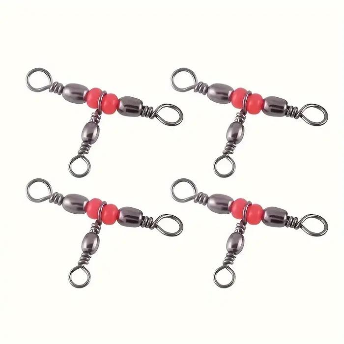 50 pièces connecteurs pêche à trois voies avec perles et mousquetons pour leurres et lignes