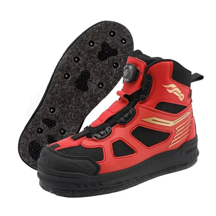Bottes de pêche imperméables antidérapantes adultes noires à semelle feutre pour pêche à la mouche