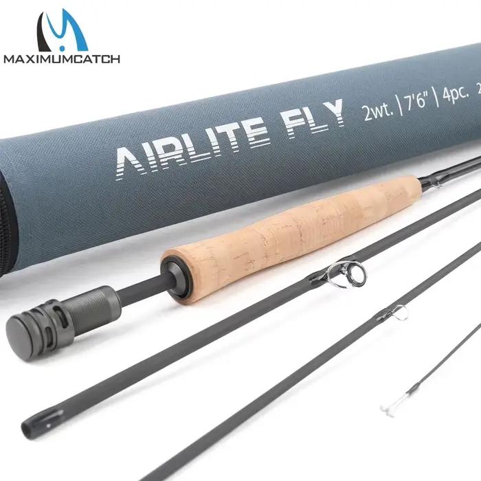 Canne à mouche ultra légère Airlite Maximumcatch 7'6''/10'0'' 2/3WT graphite IM10/30T+36T carbone tube