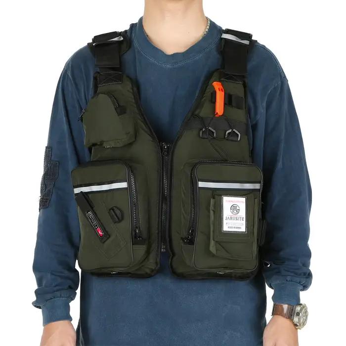 Veste de pêche professionnelle 2023 homme, imperméable avec multiples poches et flottabilité ajustable