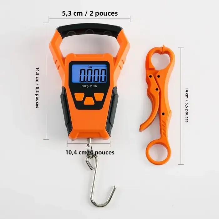 Balance pêche IPX6 étanche avec mètre ruban - Balance digitale 50kg multi-modes kg/lb&oz pour pêche précise France