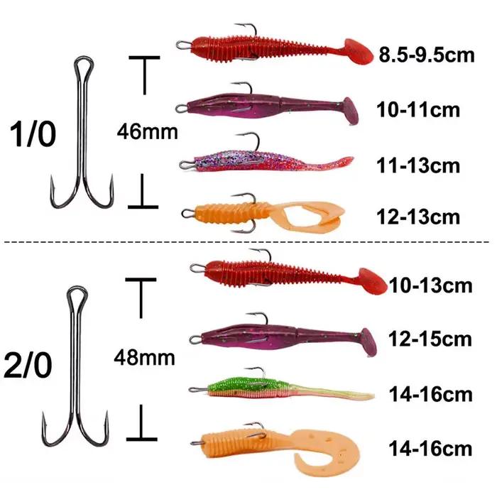 20 hameçons doubles longue tige pour leurres souples, montage fly et pêche du bass au jig
