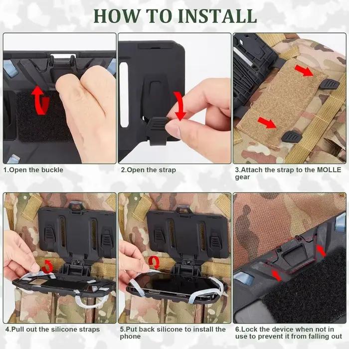 Panneau de navigation pliable MOLLE extérieur - Étui à carte avec support téléphone pour pêche