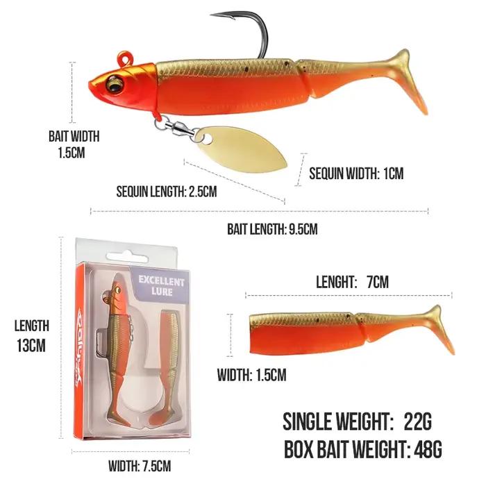 Leurres pêche carnassiers 20g TAIYU - Têtes plombées queue silicone wobbleur spinner métal
