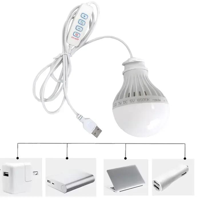 Lampe camping LED DC5V 5W 7W USB 3 couleurs dimmable suspendue tente pêche barbecue équipement extérieur