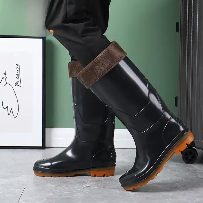 Bottes pêche professionnelles homme caoutchouc épais - Chaussures travail protection chaude mode ronde