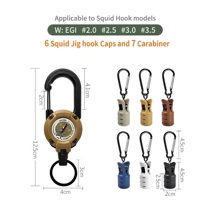 Protecteur d'hameçons pour leurres calmar 6 pièces avec fermoir rétractable - Accessoire pêche