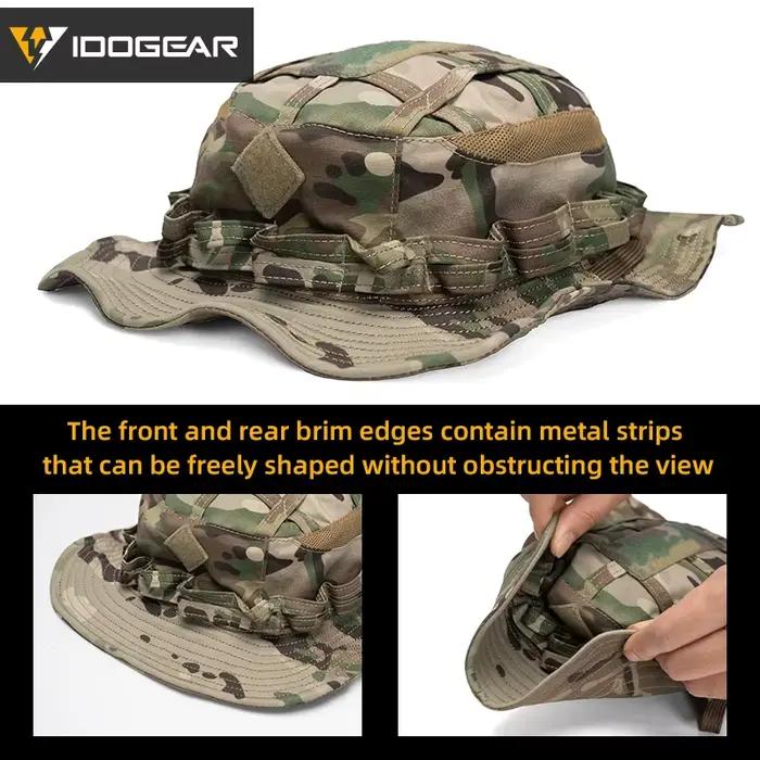 Chapeau tactique boonie pêche IDOGEAR - Brim large ajustable camouflage pêche chasse 3623