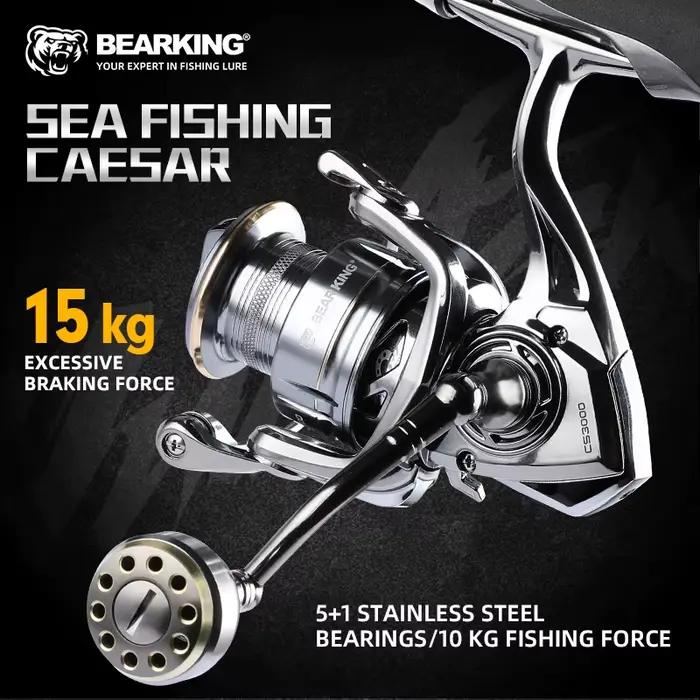 Moulinet BEARKING CAESAR 15kg drag - Roulements acier inox 5+1 pour pêche puissance mer et gros poissons