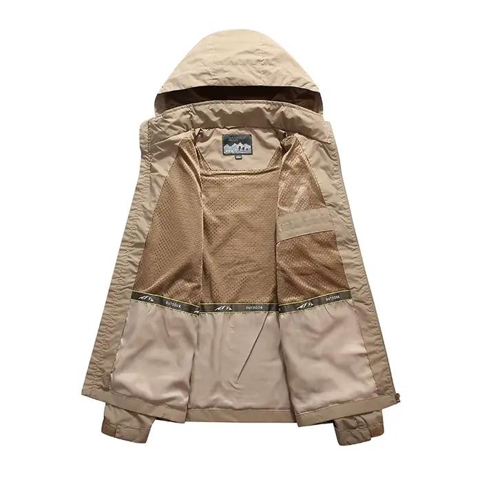 Veste imperméable plus taille printemps pour hommes - Coupe-vent respirante pêche et camping