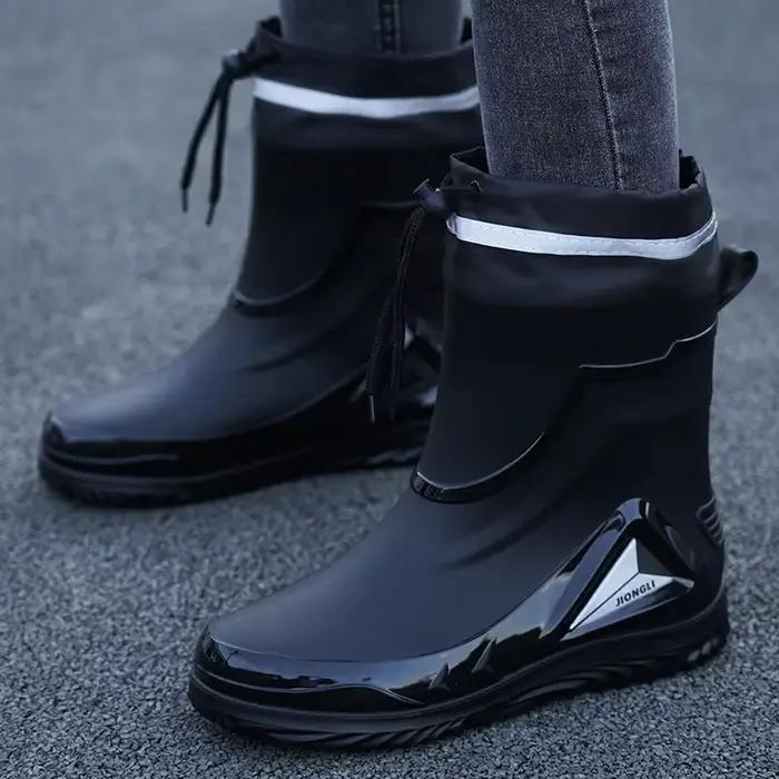 Bottes de pluie homme imperméables anti-dérapantes pour pêche et travail extérieur chaudes