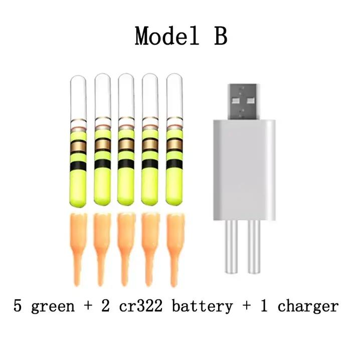 Lot de 5 lampes LED rechargeables pour pêche nocturne - Batterie CR322 et chargeur inclus