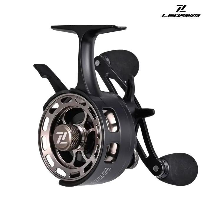 Moulinet LEOFISHING CNC pour pêche sur glace - Débrayage rapide et bobine métal lisse pour appâts