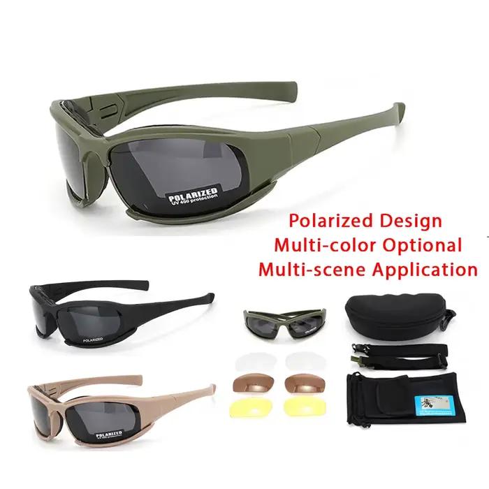 Lunettes tactiques 2025 4 lentilles - Protection polarisée pour pêche, vélo et sports outdoor