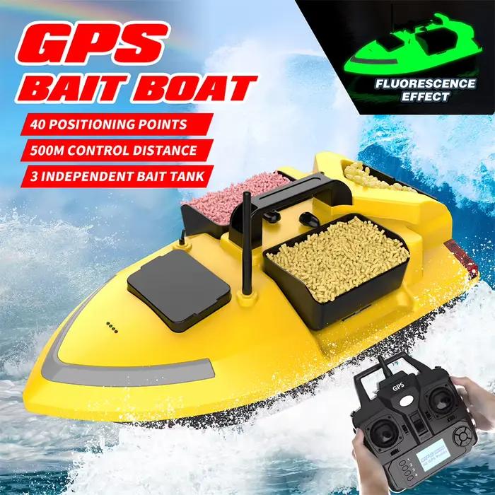 Bateau appât télécommandé V020 GPS avec sondeur poissons, double moteur et fonction cruise pour pêche carpe