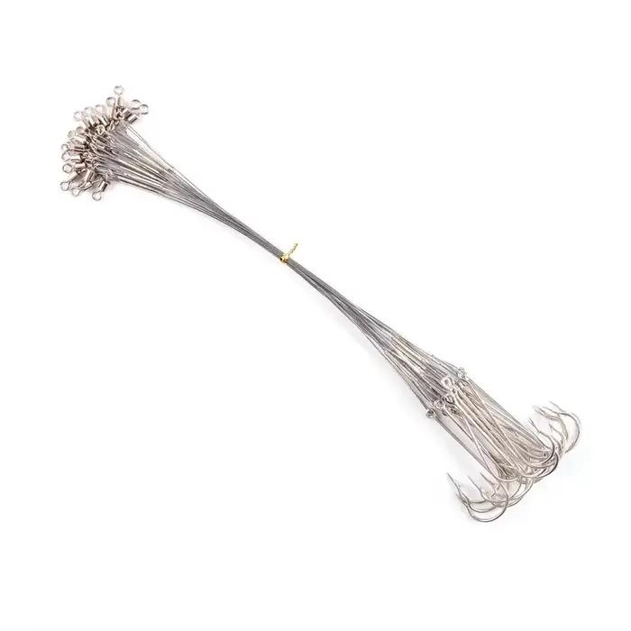 Bas de ligne anti-morsure acier 15cm avec émerillon - accessoire pêche résistant aux dents de poissons