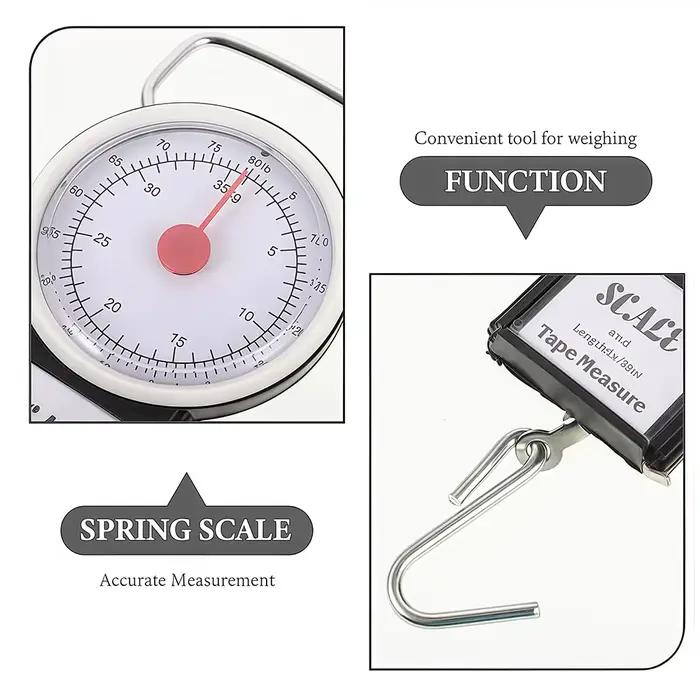 Balance pêche portative Limnoid avec mètre ruban intégré 35kg - Outil pesée léger pour pêche, bagages, courses