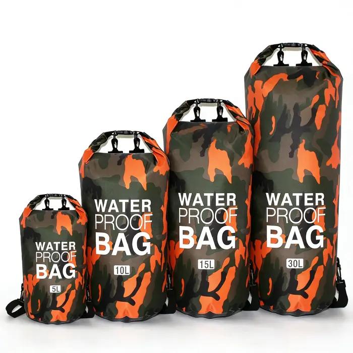 Sac étanche camouflage PVC 2L à 30L pour rafting, plongée et randonnée aquatique - Sac sec portable