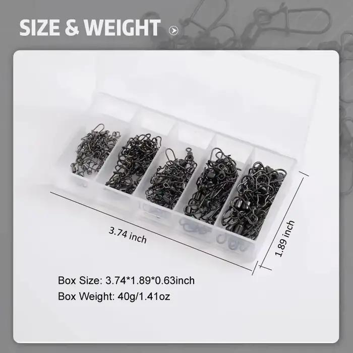 Lot de 50 émerillons roulements à billes acier inoxydable avec agrafe et hameçon pour leurres de pêche