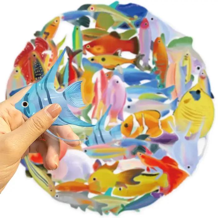Autocollants poissons et créatures marines 50 pièces - Décoration boîte à pêche et équipements