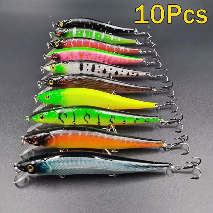 Leurre dur bionique 11.5cm/14g avec yeux 3D - Wobbler artificiel pour carpe brochet perche pêche carnassiers 5/10 pièces