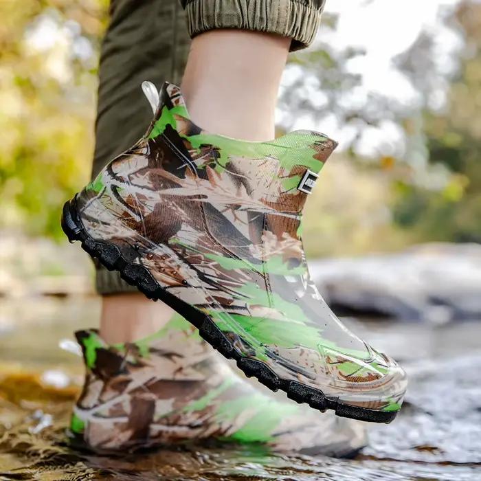 Bottes de pêche camouflage homme courtes imperméables vert militaire chaussures eau 36-48