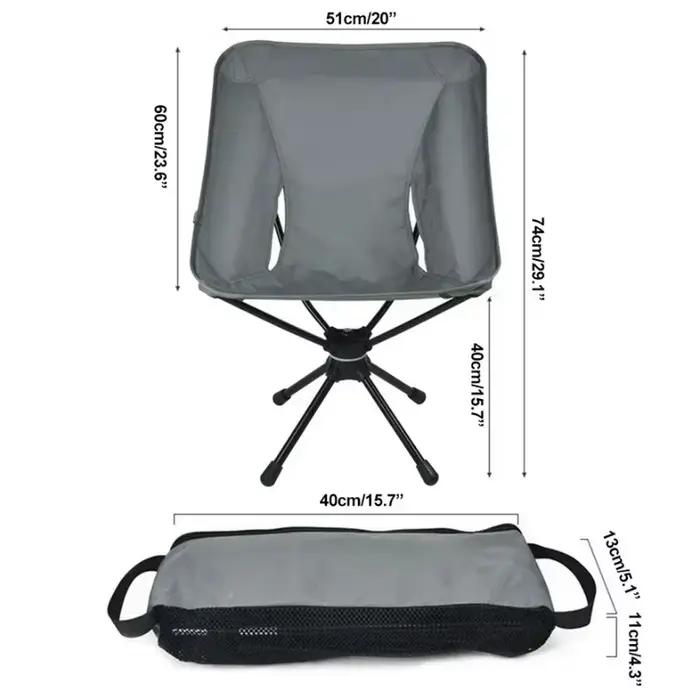 Chaise pivotante détachable randonnée pêche pliante légère avec sac de transport