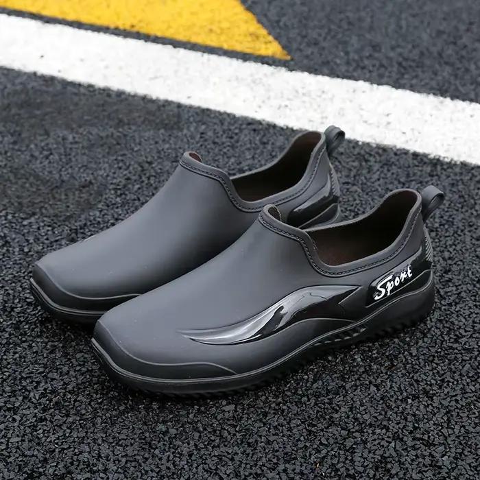 Bottes de pluie basses mode homme pour pêche loisir antidérapantes résistantes en PVC facile à enfiler