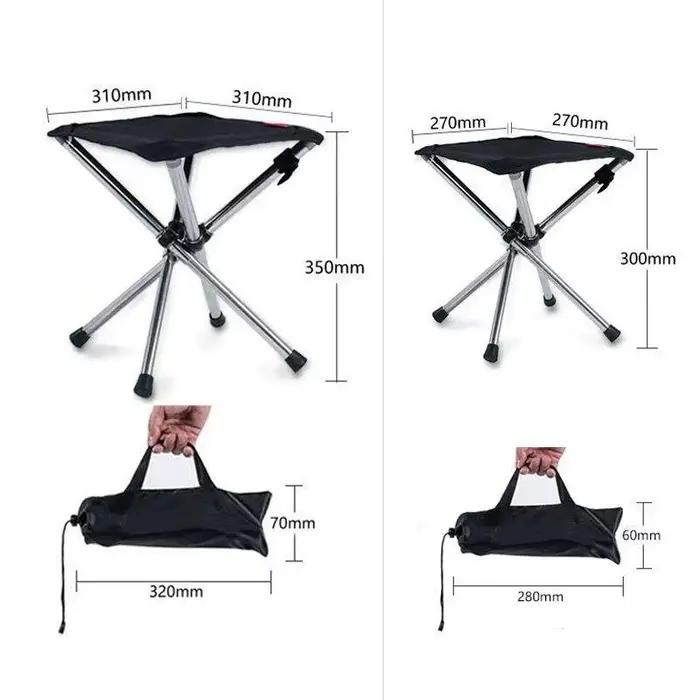 Tabouret de pêche télescopique pliant en acier inoxydable avec sac de rangement