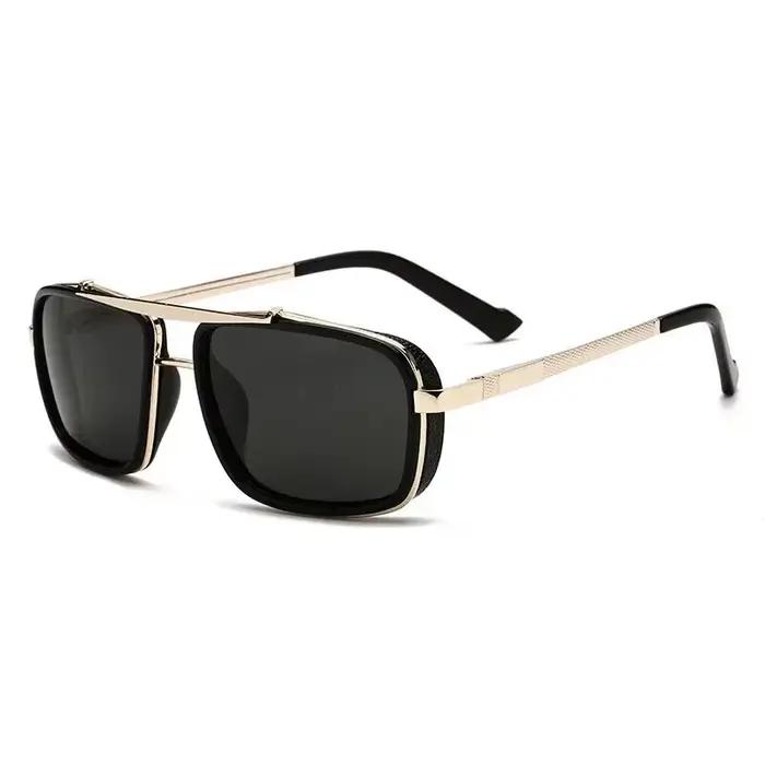 Lunettes de pêche aviateur UV400 pour hommes - Style punk avec double faisceau et protection totale
