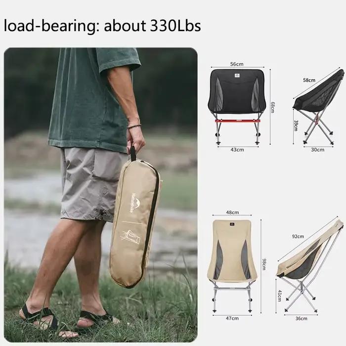 Chaise de pêche pliante Naturehike L04 ultralégère aluminium - Siège lune camping portable