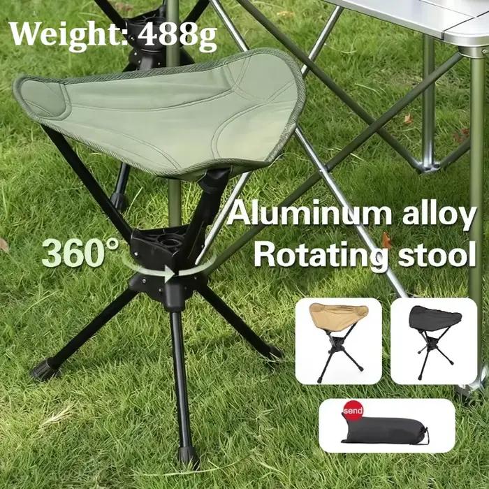 Chaise camping rotation 360° ultra légère aluminium pliable pêche pique-nique tissu oxford 600D siège